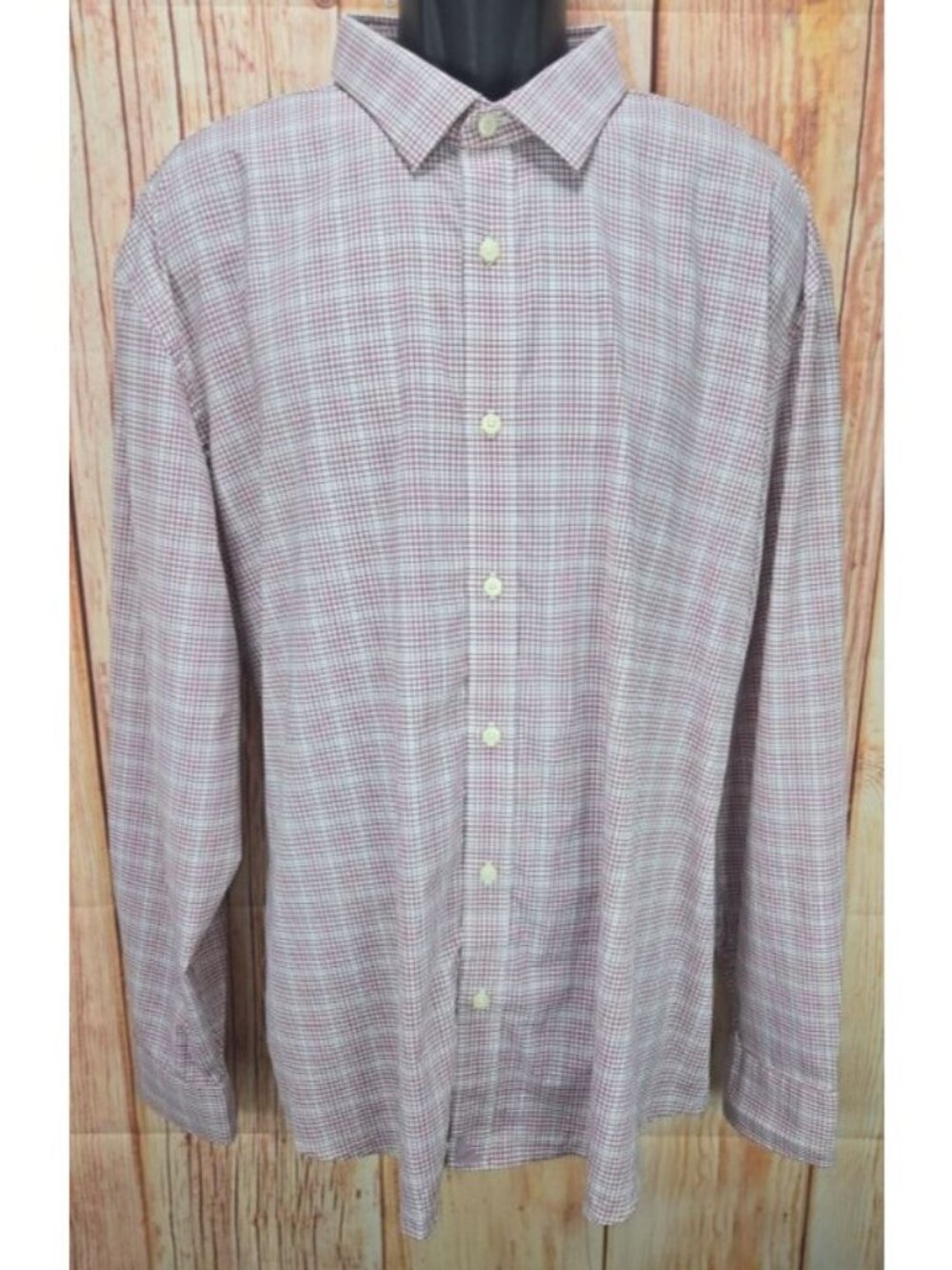 Untuckit Mens Nylon Blend Red Plaid Button-Up Shirt 3XL - Picture 2 of 8